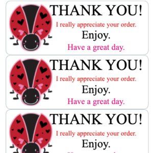 Lady Bug Thank You Stickers Order Shipping Labels Posh Shop Box Label …